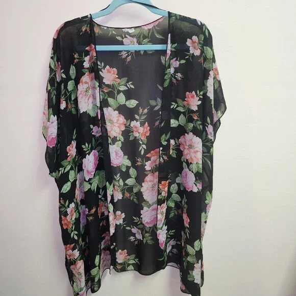 Poetry Floral Open Kimono / Coverup One Size - Picture 1 of 4